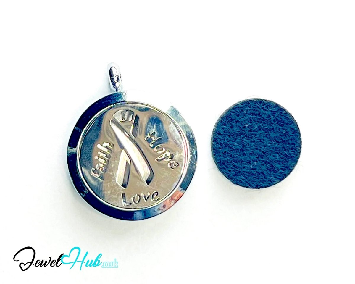 Stainless Steel Aromatherapy Pendant for Strength & Kindness 🎗️ Trio Heart - JewelHub.co.uk