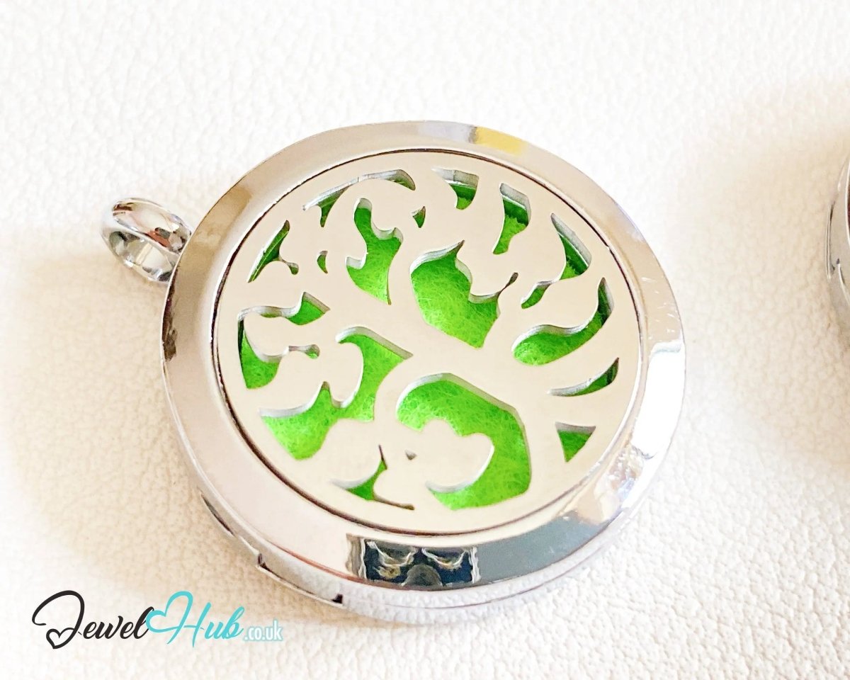 Stainless Steel Aromatherapy Pendant for Uplift & Reflection 🌳 Tree of Light - JewelHub.co.uk