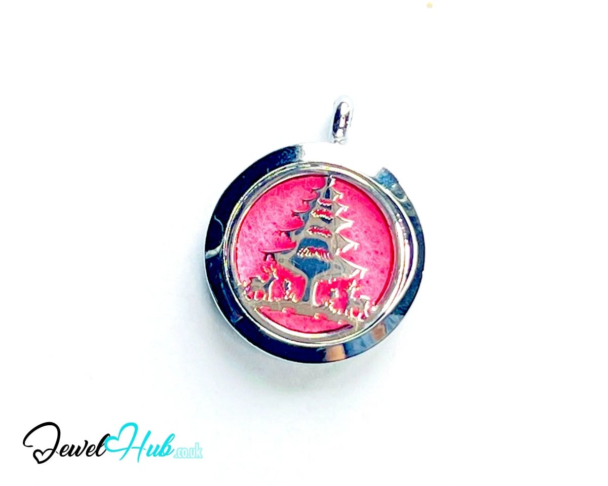 Stainless Steel Aromatherapy Pendant for Yuletide Cheer & Calm 🎄 Festive Forest - JewelHub.co.uk