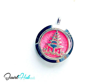 Stainless Steel Aromatherapy Pendant for Yuletide Cheer & Calm 🎄 Festive Forest - JewelHub.co.uk