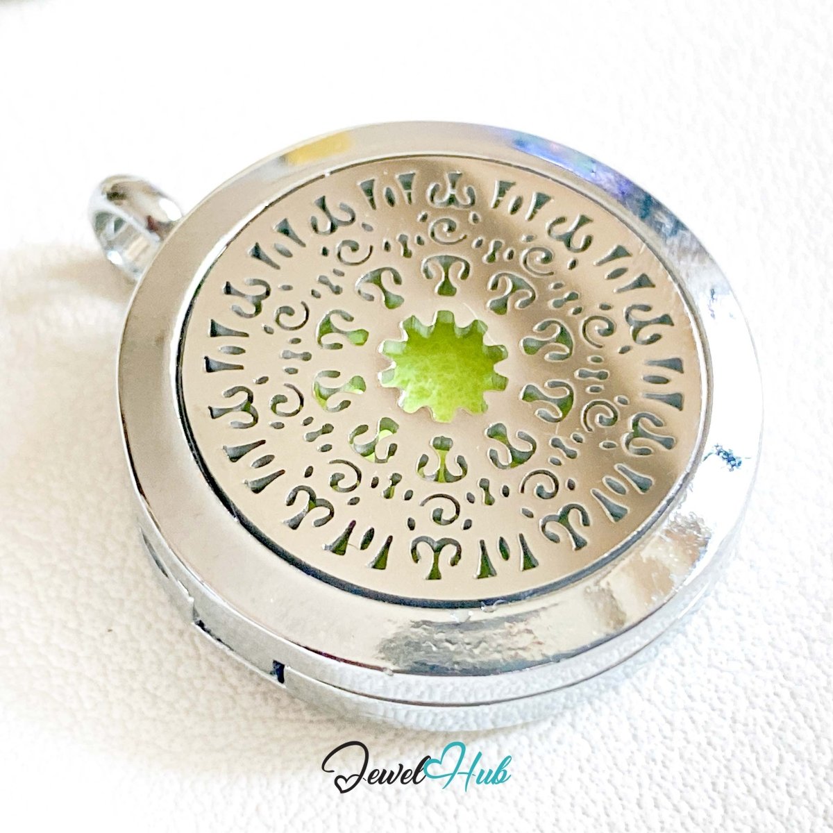 Stainless Steel Aromatherapy Pendant – Mandala Bloom for Peace - JewelHub.co.uk