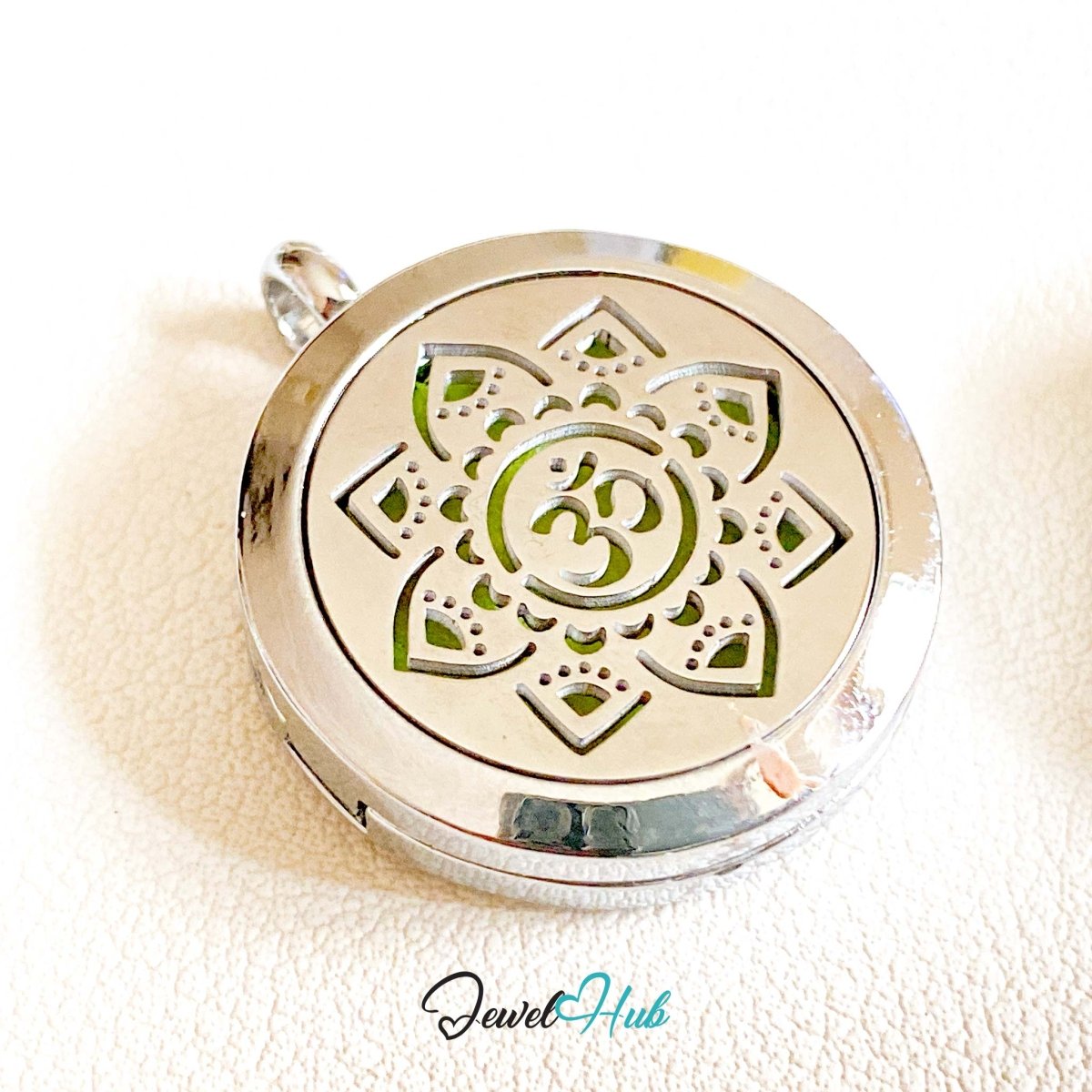Stainless Steel Aromatherapy Pendant – Om Radiance Presence - JewelHub.co.uk