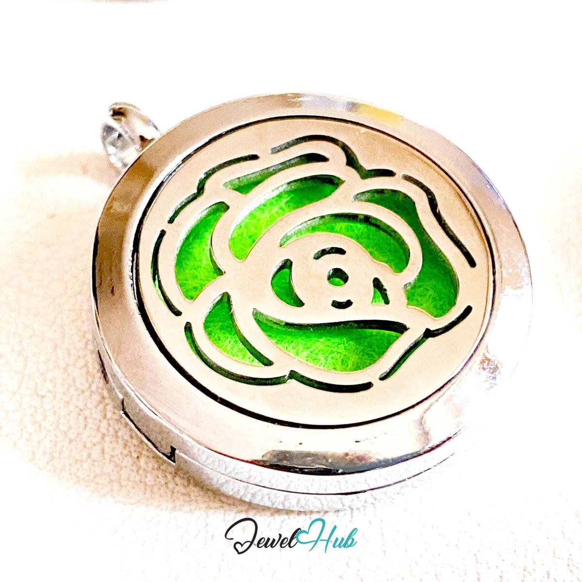 Stainless Steel Aromatherapy Pendant – Rose Petal - JewelHub.co.uk
