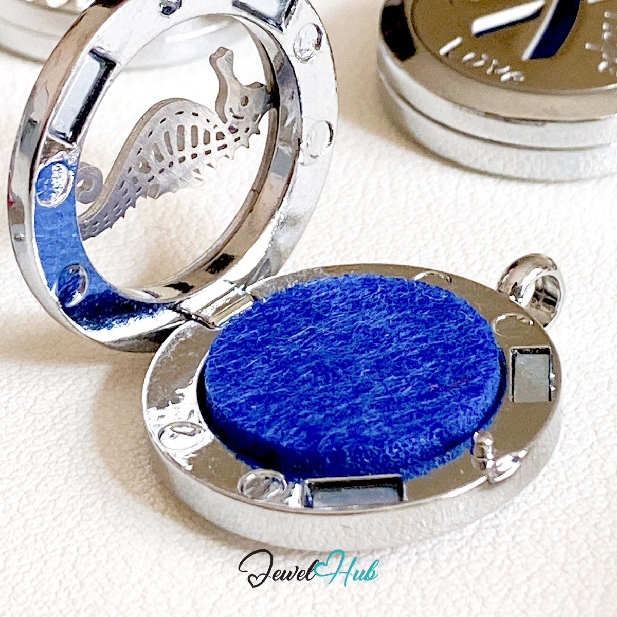 Stainless Steel Aromatherapy Pendant – Seahorse Flow - JewelHub.co.uk
