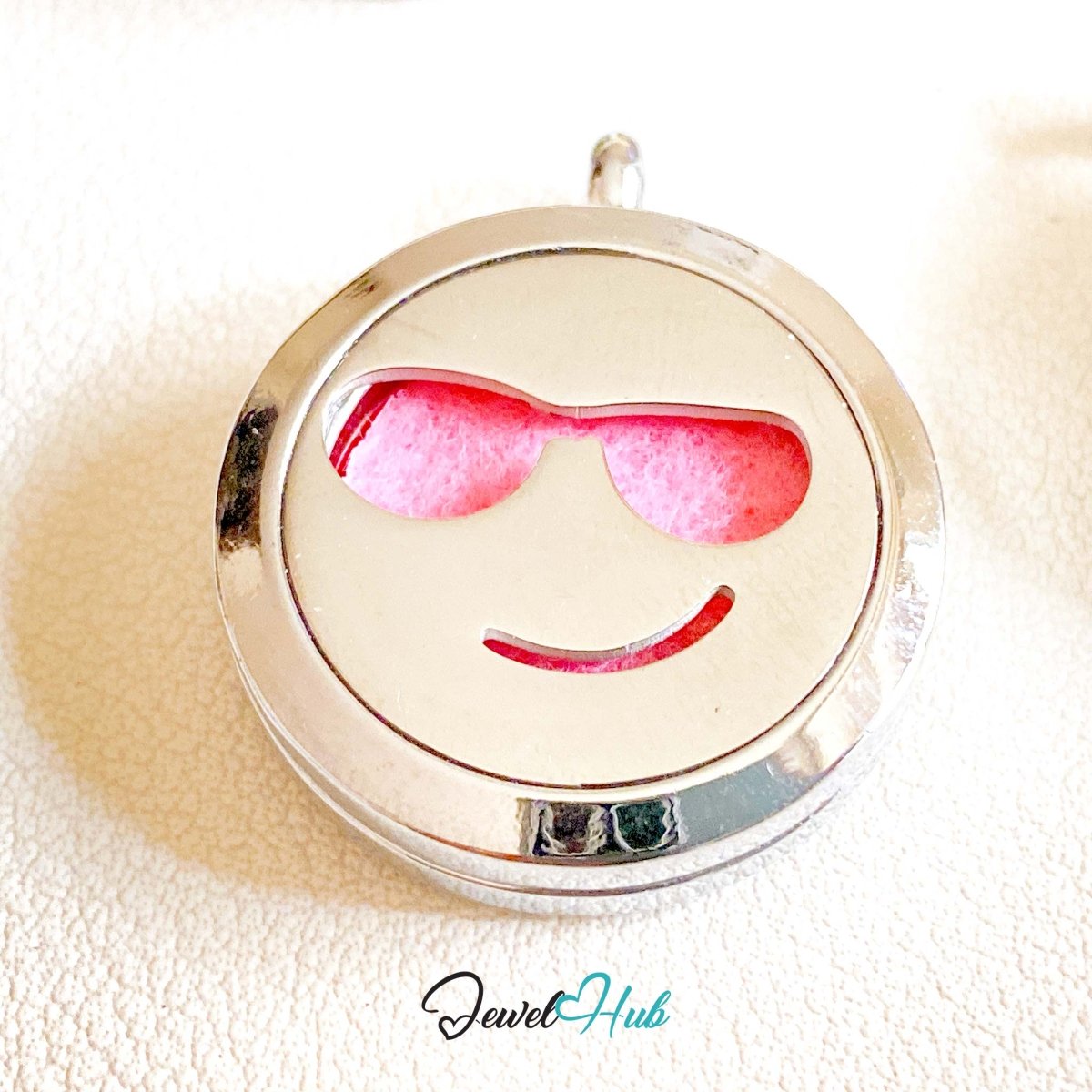 Stainless Steel Aromatherapy Pendant – Smiley Cool Fun Vibes - JewelHub.co.uk