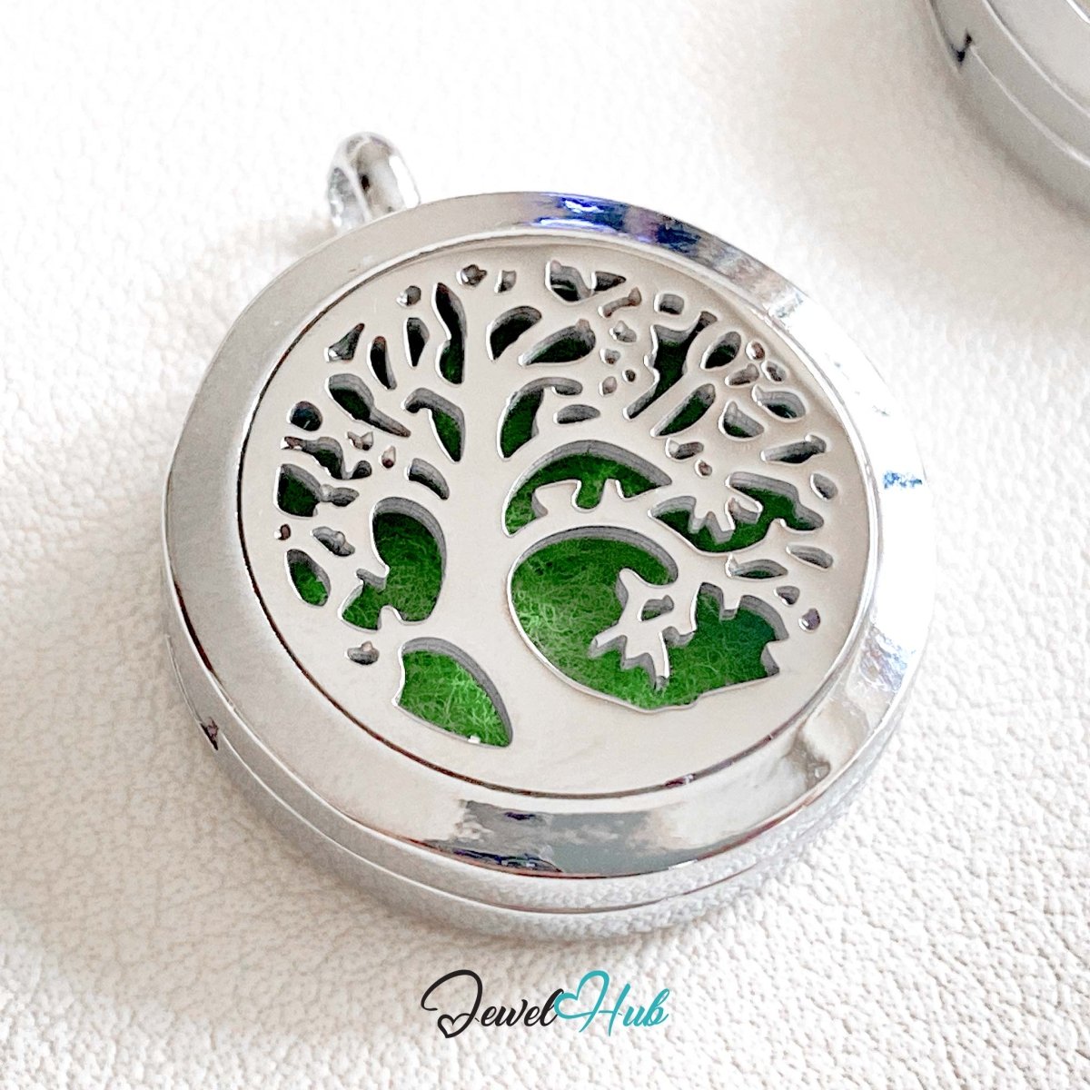 Stainless Steel Aromatherapy Pendant – Tree of Clarity - JewelHub.co.uk