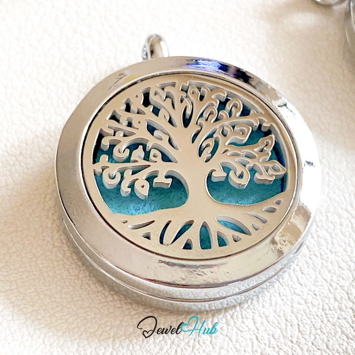 Stainless Steel Aromatherapy Pendant – Tree of Strength - JewelHub.co.uk
