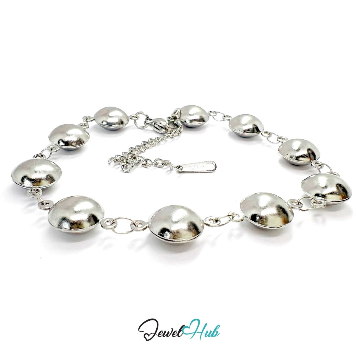 Stainless Steel Bubble Dome Silver Bracelet - JewelHub.co.uk