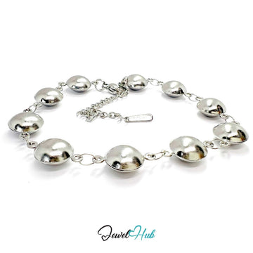 Stainless Steel Bubble Dome Silver Bracelet - JewelHub.co.uk