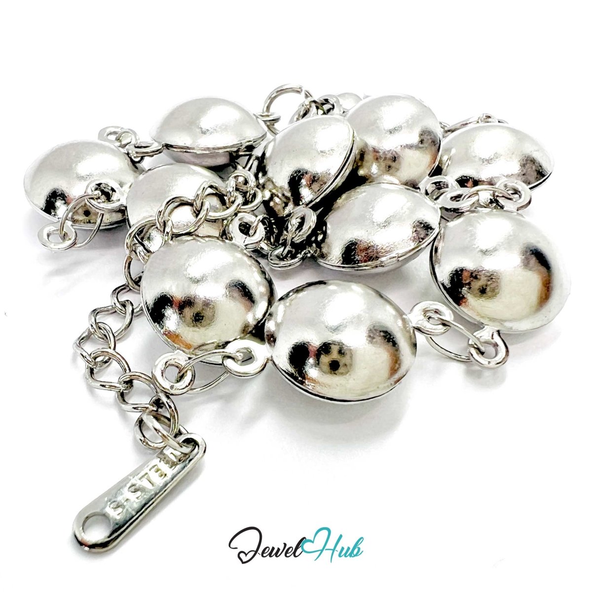 Stainless Steel Bubble Dome Silver Bracelet - JewelHub.co.uk