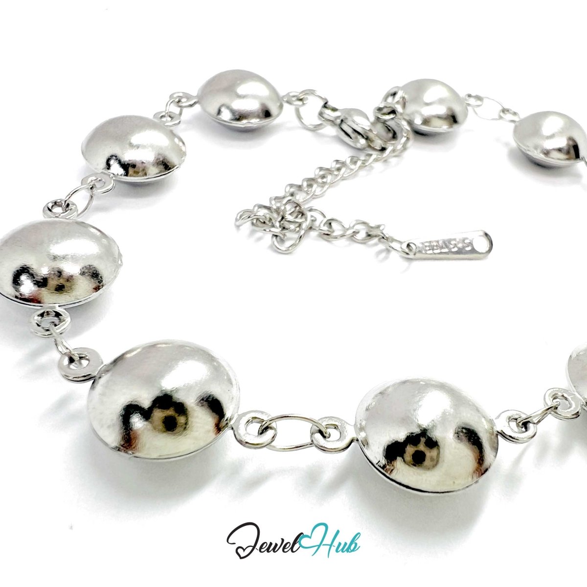 Stainless Steel Bubble Dome Silver Bracelet - JewelHub.co.uk