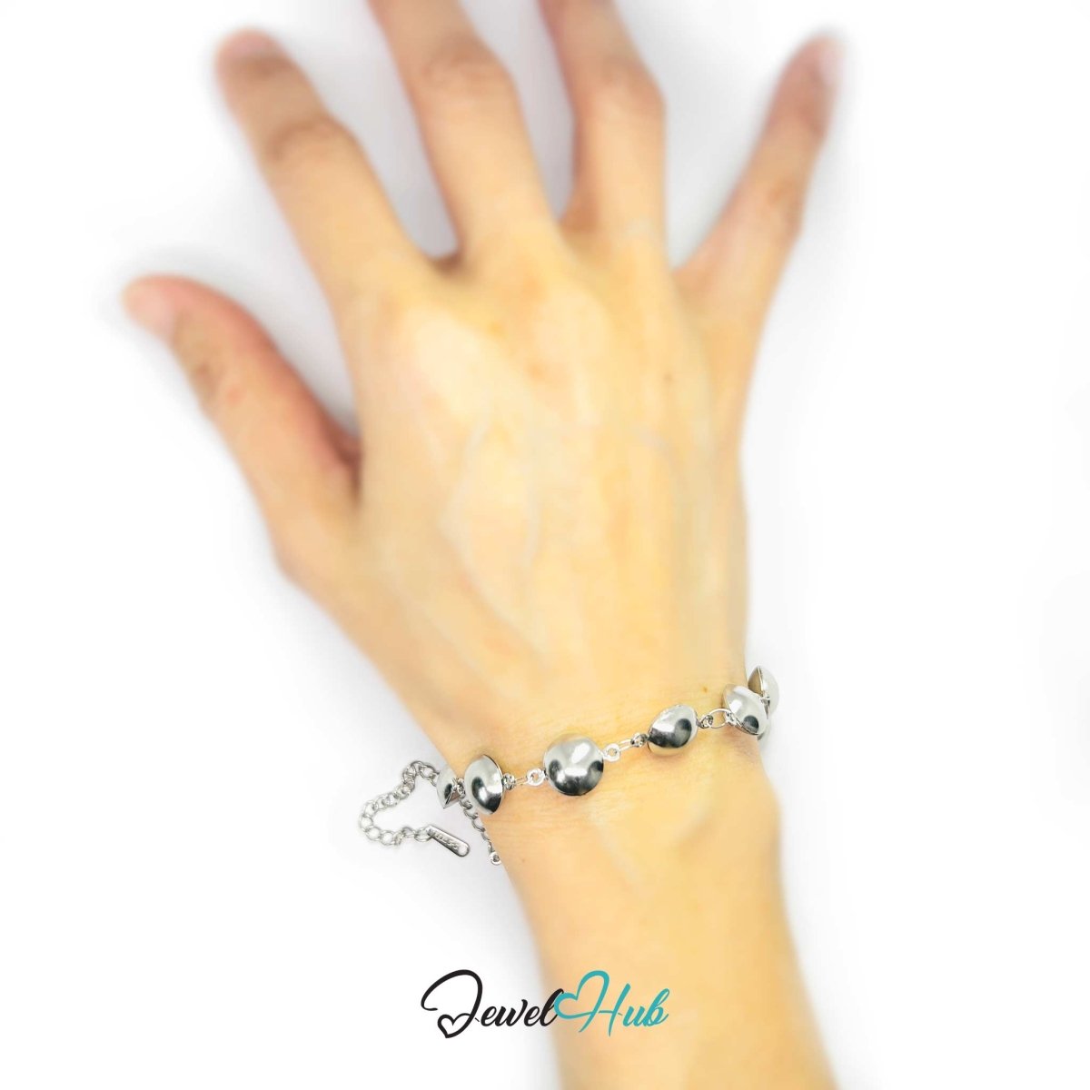 Stainless Steel Bubble Dome Silver Bracelet - JewelHub.co.uk