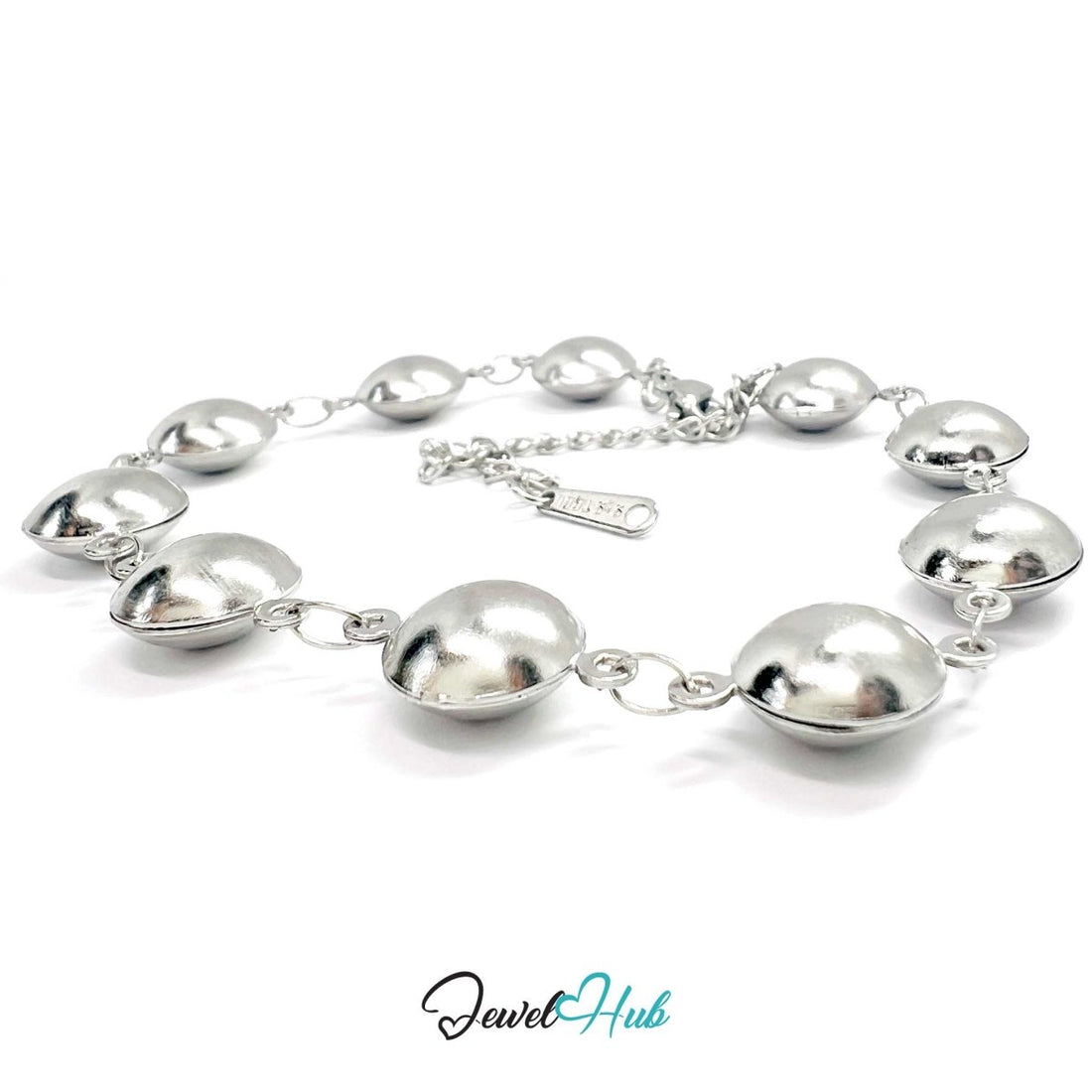 Stainless Steel Bubble Dome Silver Bracelet - JewelHub.co.uk