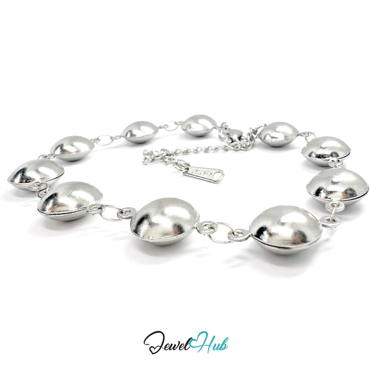 Stainless Steel Bubble Dome Silver Bracelet - JewelHub.co.uk