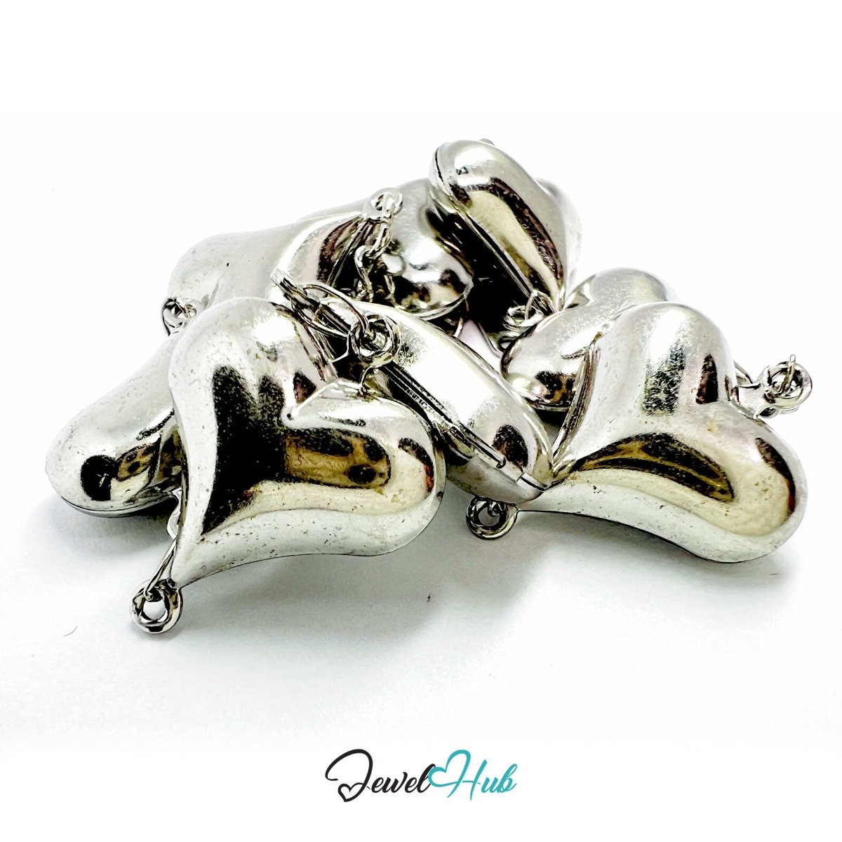Stainless Steel Bubble Heart Charms Silver Bracelet - JewelHub.co.uk