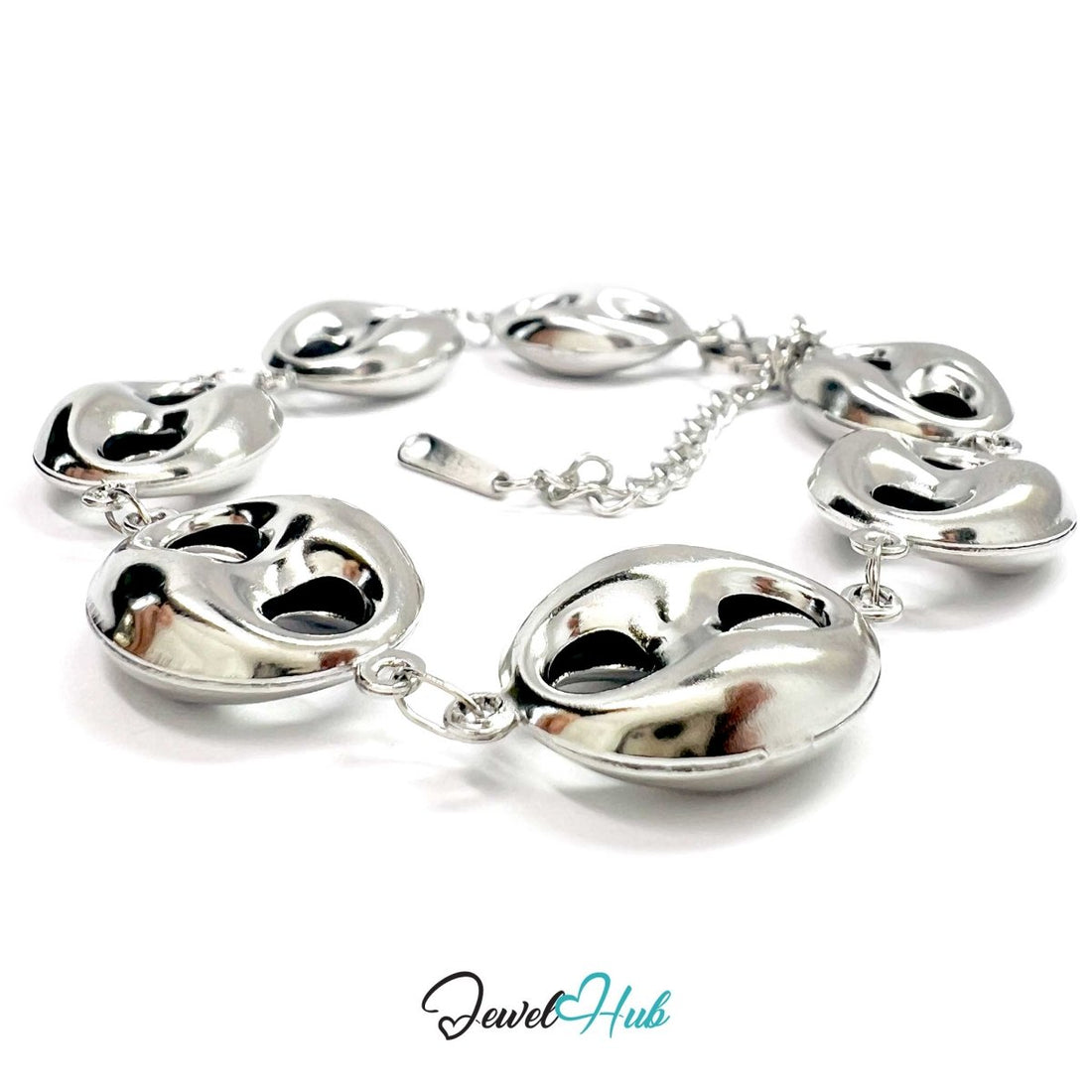 Stainless Steel Bubble Orbit Charms Silver Bracelet - JewelHub.co.uk