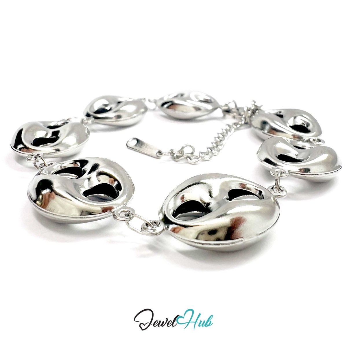 Stainless Steel Bubble Orbit Charms Silver Bracelet - JewelHub.co.uk
