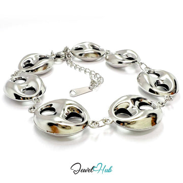 Stainless Steel Bubble Orbit Charms Silver Bracelet - JewelHub.co.uk