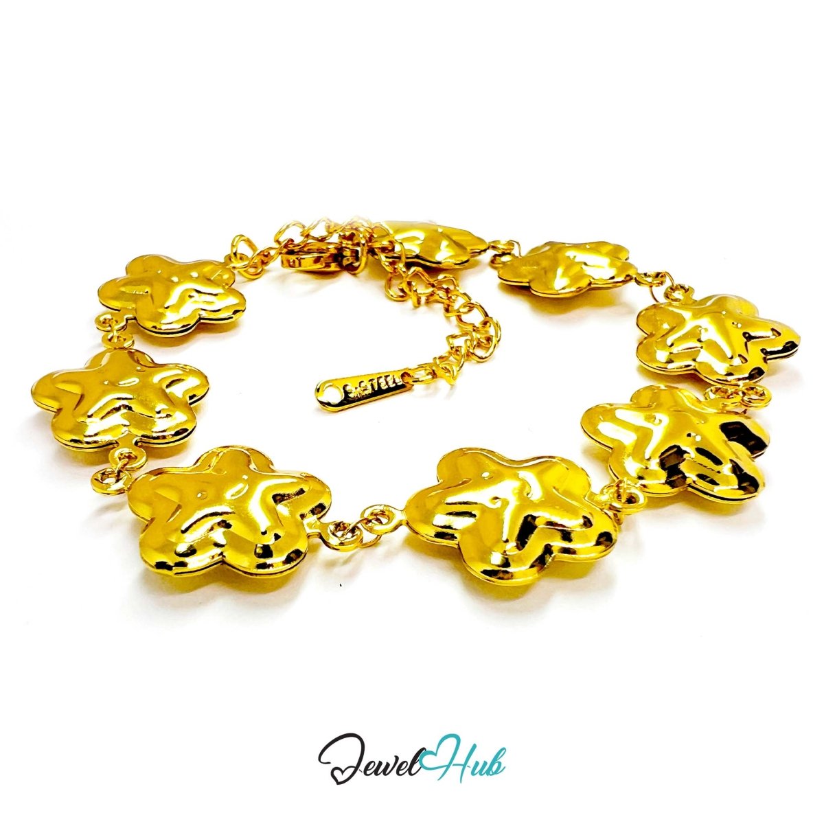 Stainless Steel Bubble Smile Star Gold Bracelet - JewelHub.co.uk