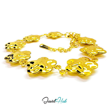 Stainless Steel Bubble Smile Star Gold Bracelet - JewelHub.co.uk
