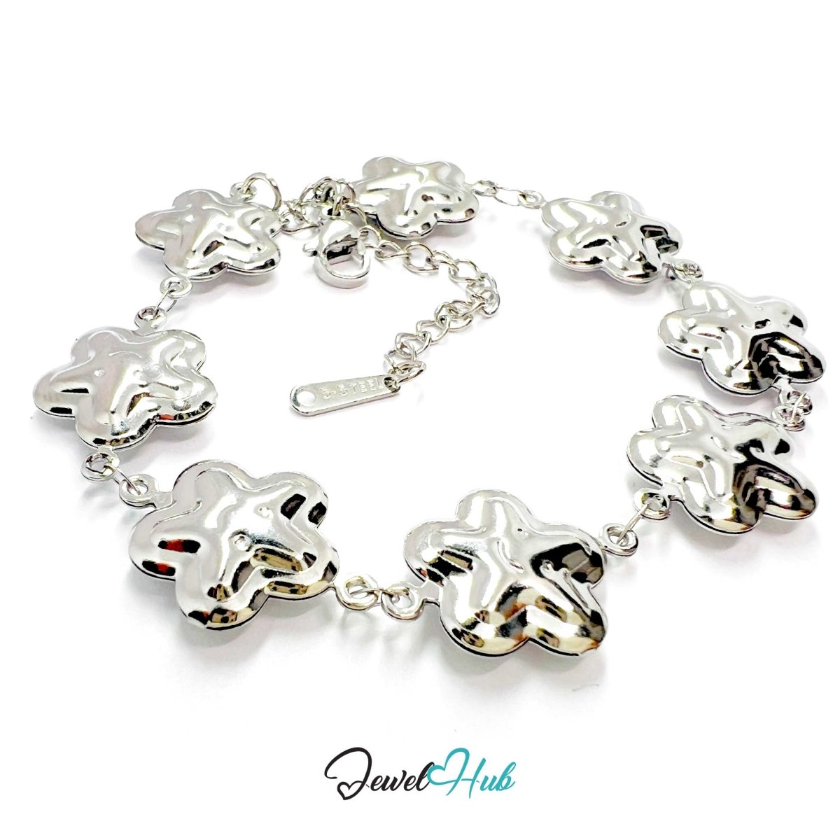 Stainless Steel Bubble Smile Star Silver Bracelet - JewelHub.co.uk
