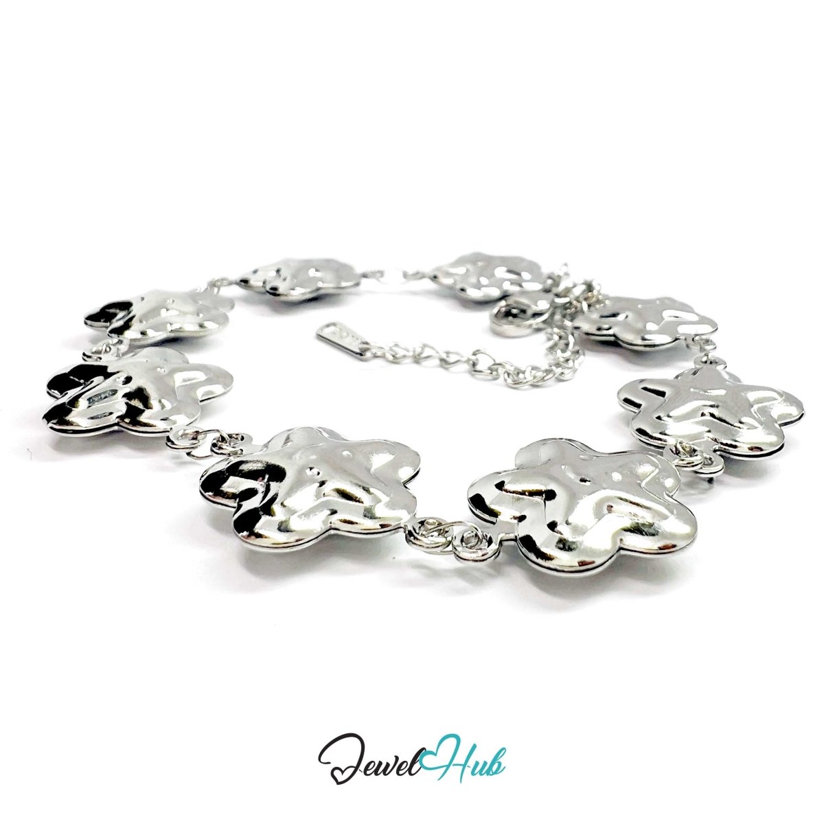 Stainless Steel Bubble Smile Star Silver Bracelet - JewelHub.co.uk