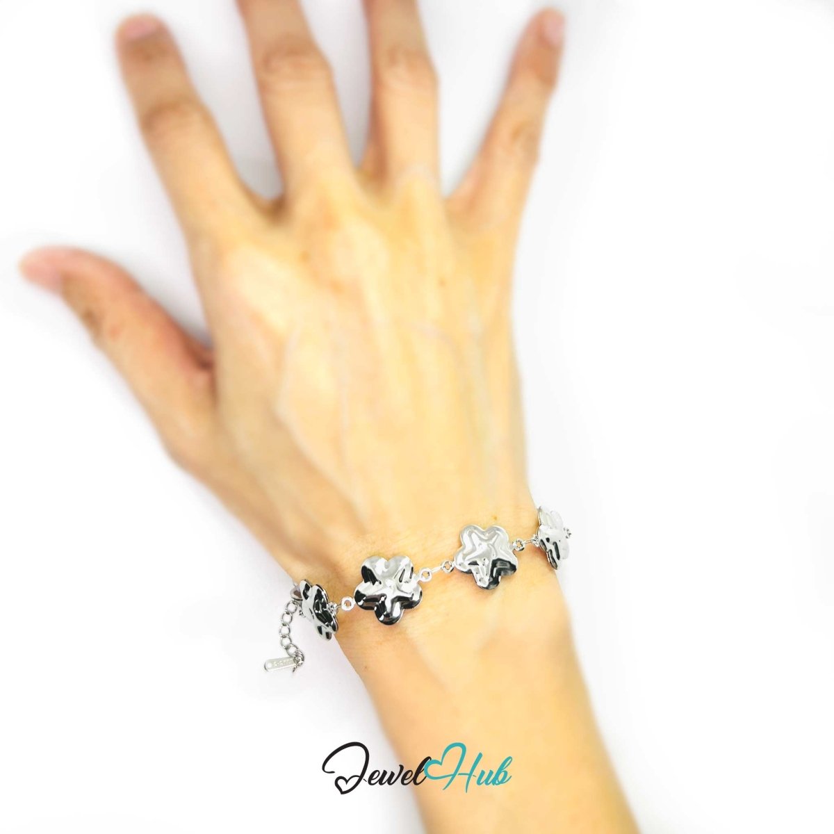 Stainless Steel Bubble Smile Star Silver Bracelet - JewelHub.co.uk