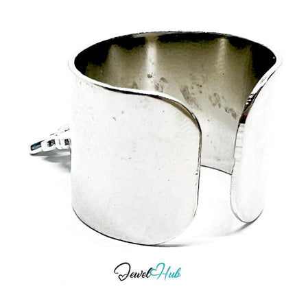 Stainless Steel Charm Ring with Butterfly Pendant – Adjustable MNOPQ Fit - JewelHub.co.uk