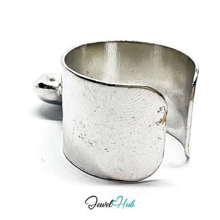 Stainless Steel Charm Ring with Heart Pendant – Adjustable MNOPQ Fit - JewelHub.co.uk