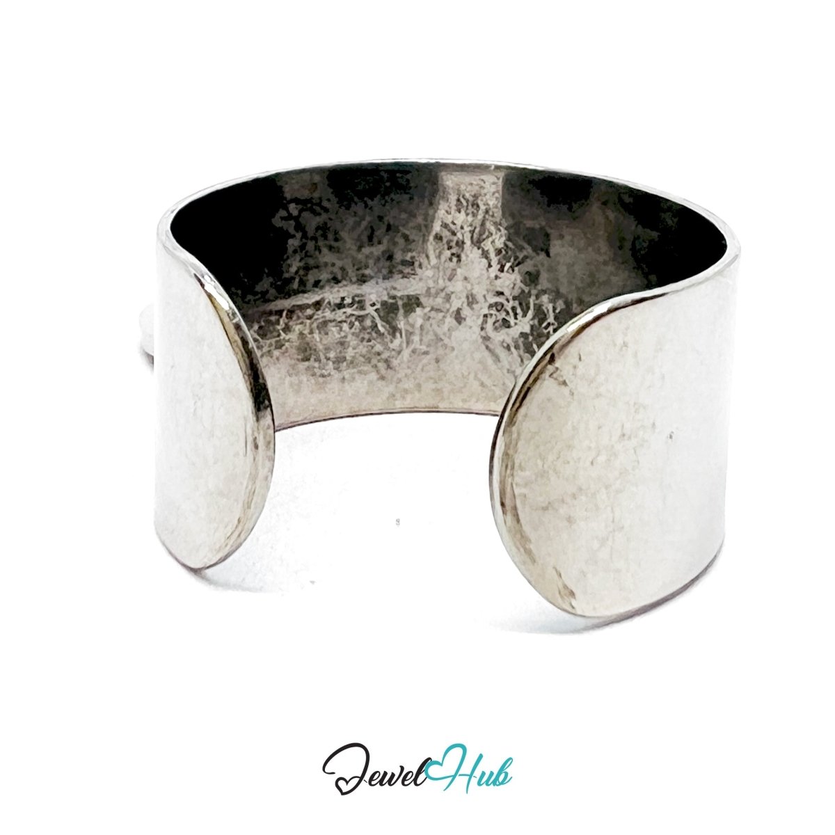 Stainless Steel DuoCharm Cuff Bracelet – Silver - Plated with Star Cutout + Relief Oval - JewelHub.co.uk