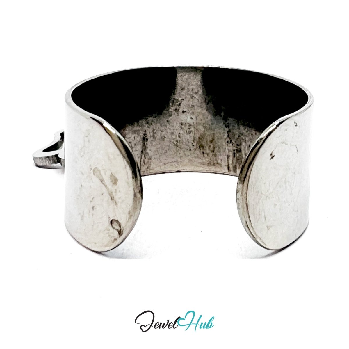 Stainless Steel DuoCharm Ring – Silver - Plated with Paw Cutout + Relief Tag - JewelHub.co.uk