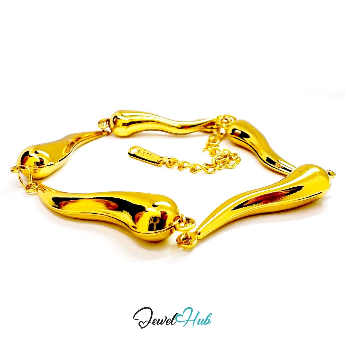 Stainless Steel Flame Motif Gold Bracelet - JewelHub.co.uk