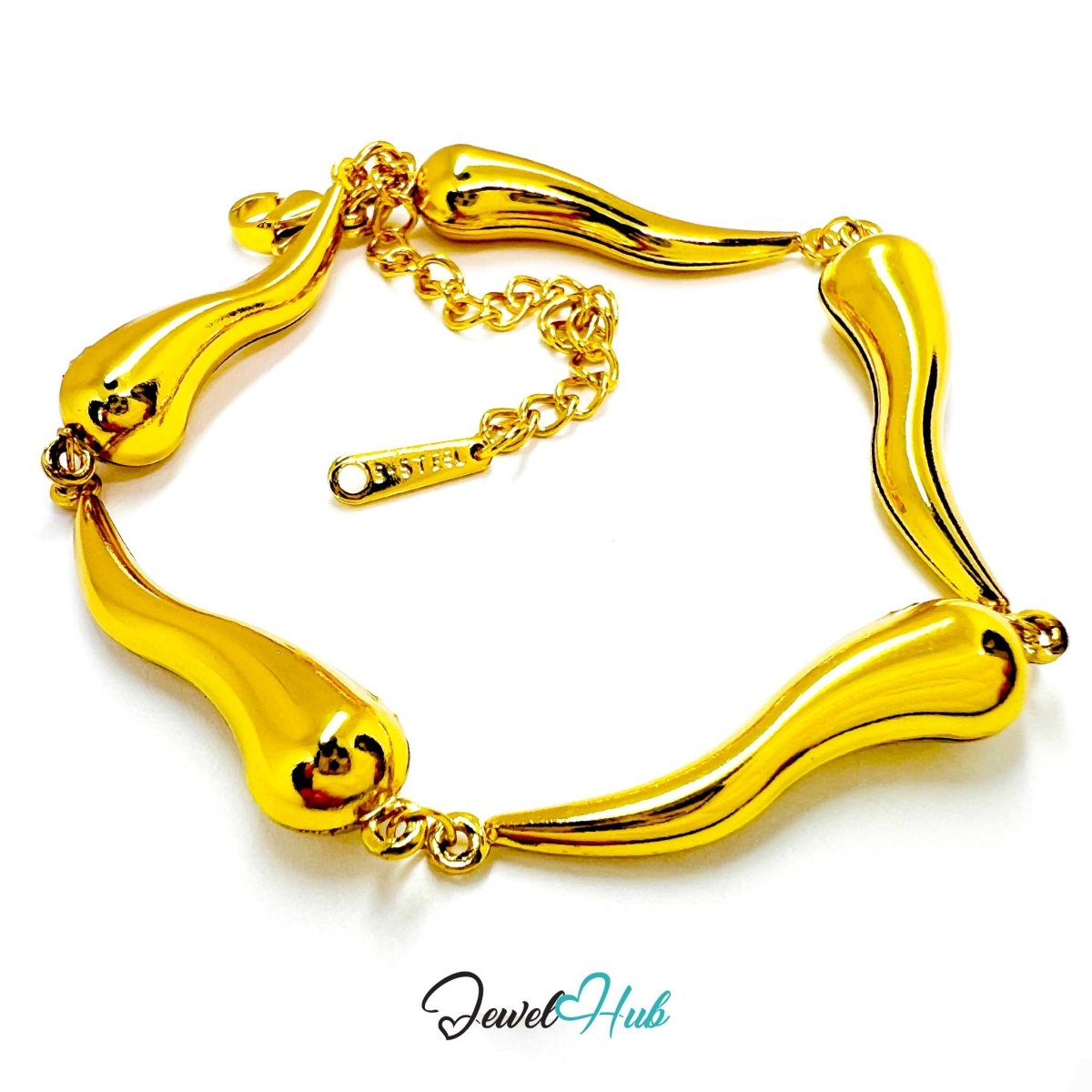 Stainless Steel Flame Motif Gold Bracelet - JewelHub.co.uk