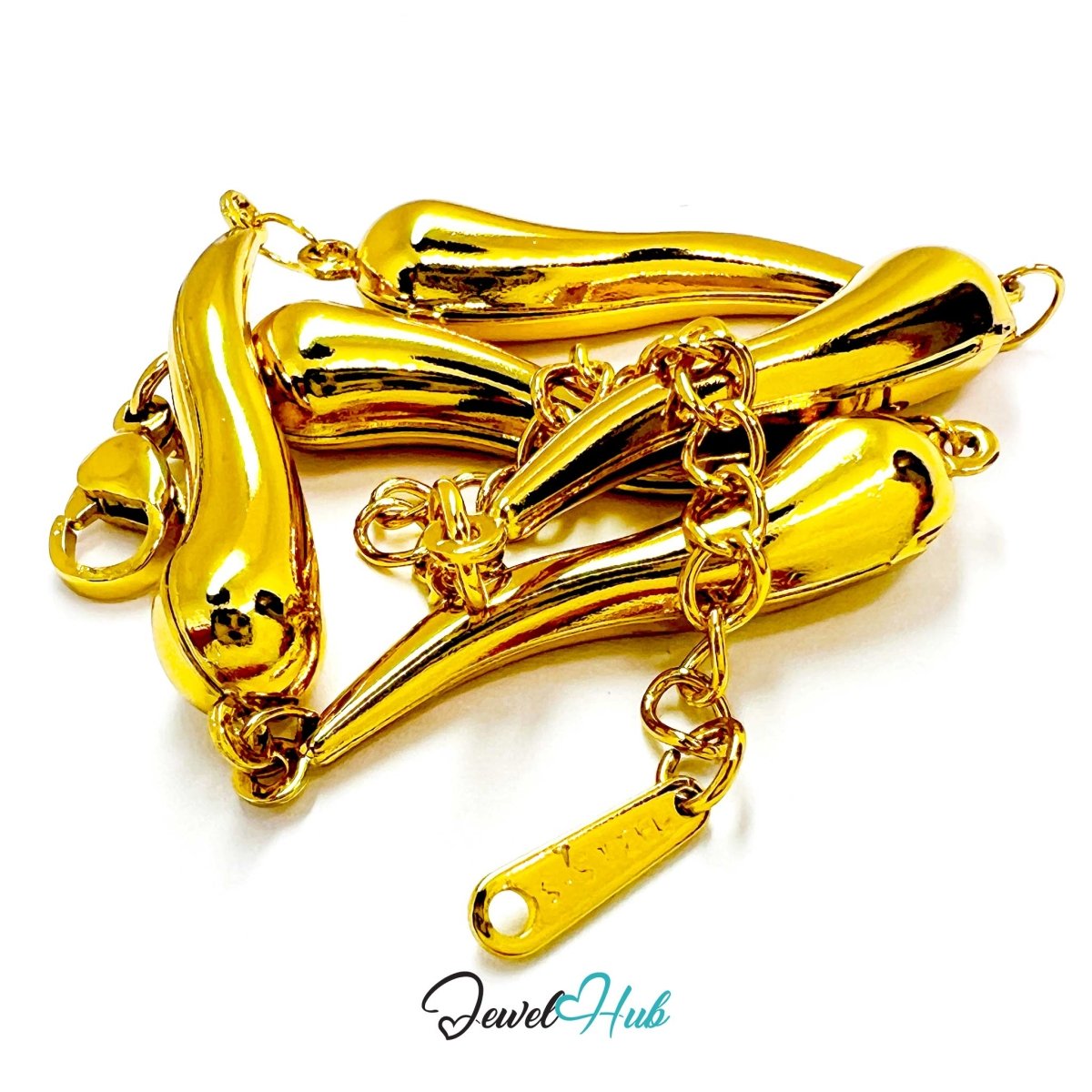 Stainless Steel Flame Motif Gold Bracelet - JewelHub.co.uk