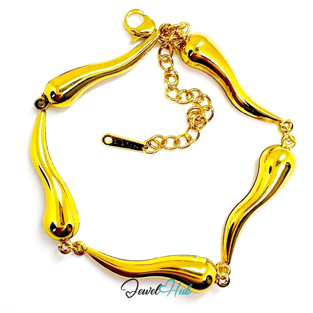 Stainless Steel Flame Motif Gold Bracelet - JewelHub.co.uk