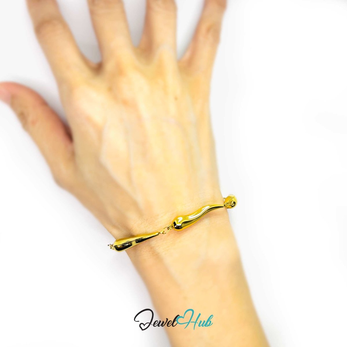Stainless Steel Flame Motif Gold Bracelet - JewelHub.co.uk