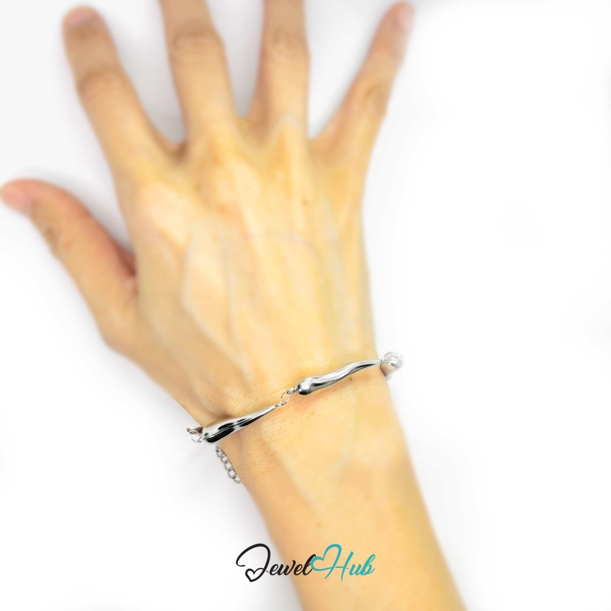 Stainless Steel Flame Motif Silver Bracelet - JewelHub.co.uk