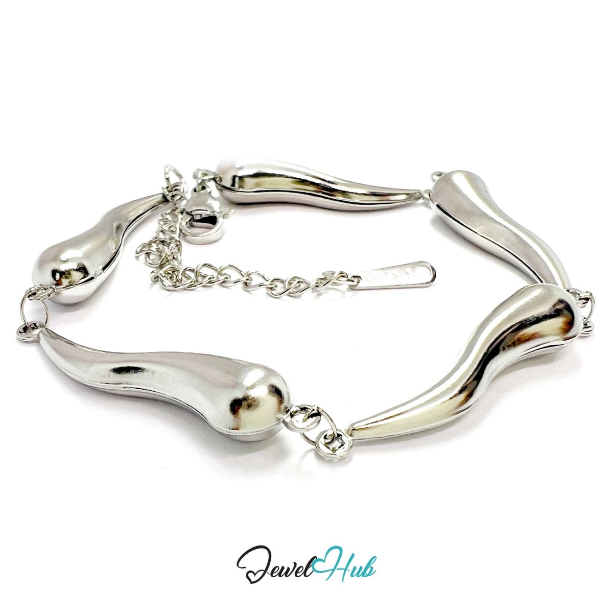 Stainless Steel Flame Motif Silver Bracelet - JewelHub.co.uk