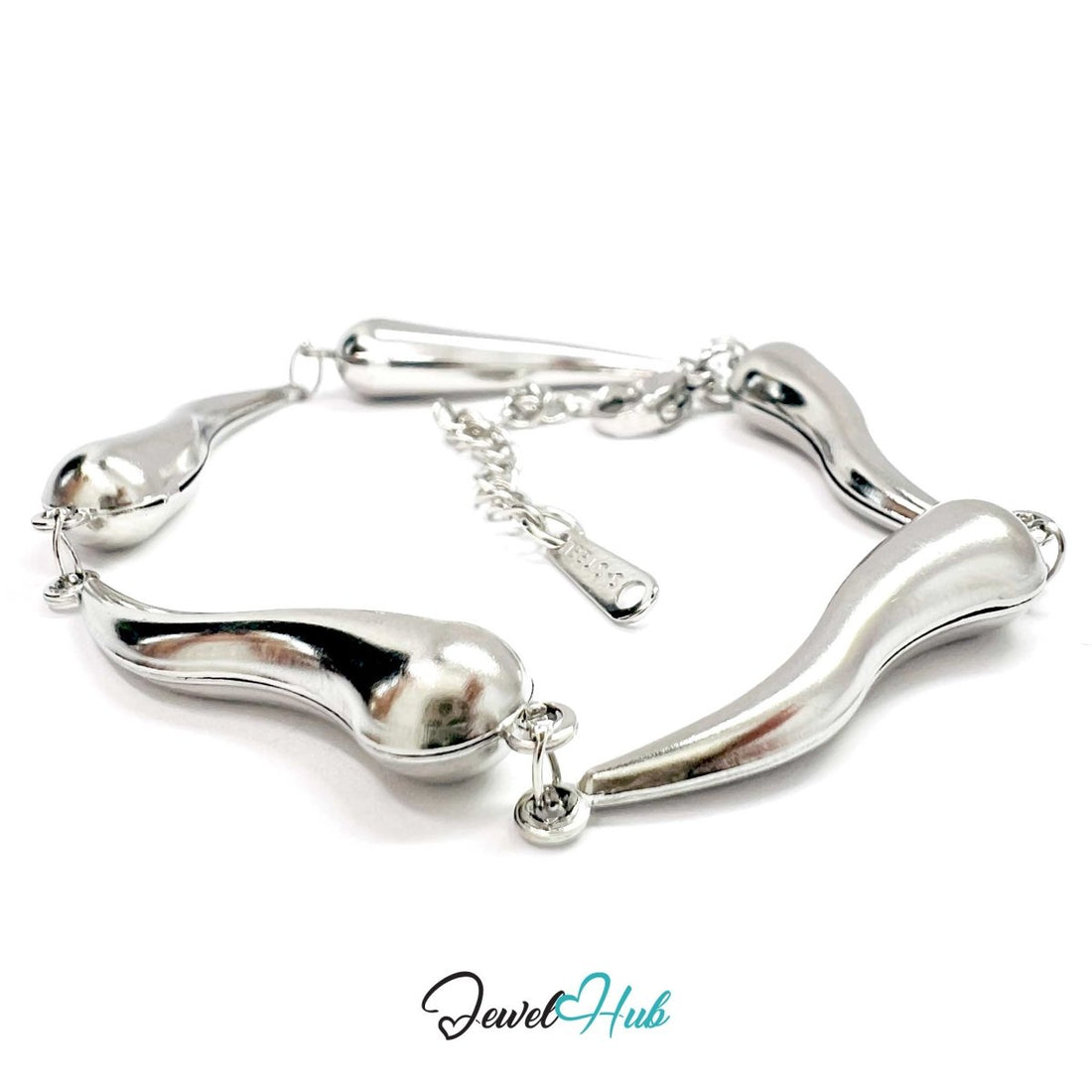 Stainless Steel Flame Motif Silver Bracelet - JewelHub.co.uk