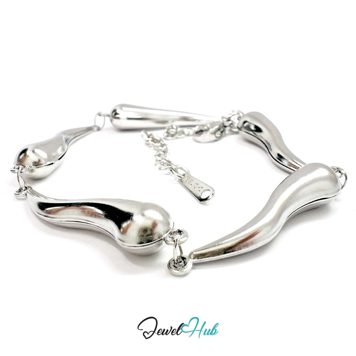 Stainless Steel Flame Motif Silver Bracelet - JewelHub.co.uk
