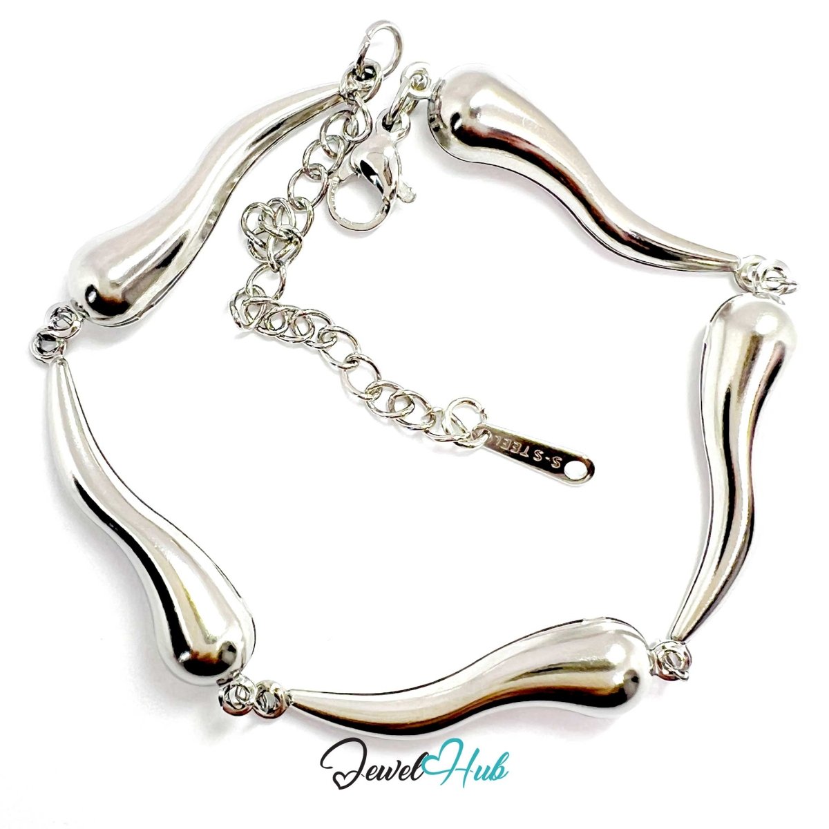 Stainless Steel Flame Motif Silver Bracelet - JewelHub.co.uk
