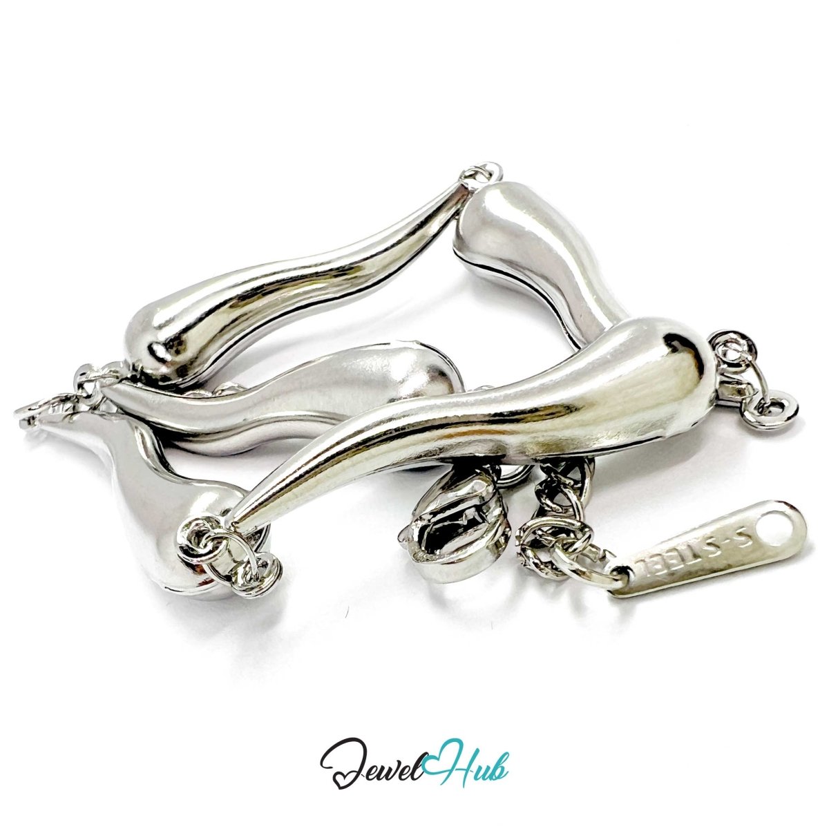 Stainless Steel Flame Motif Silver Bracelet - JewelHub.co.uk