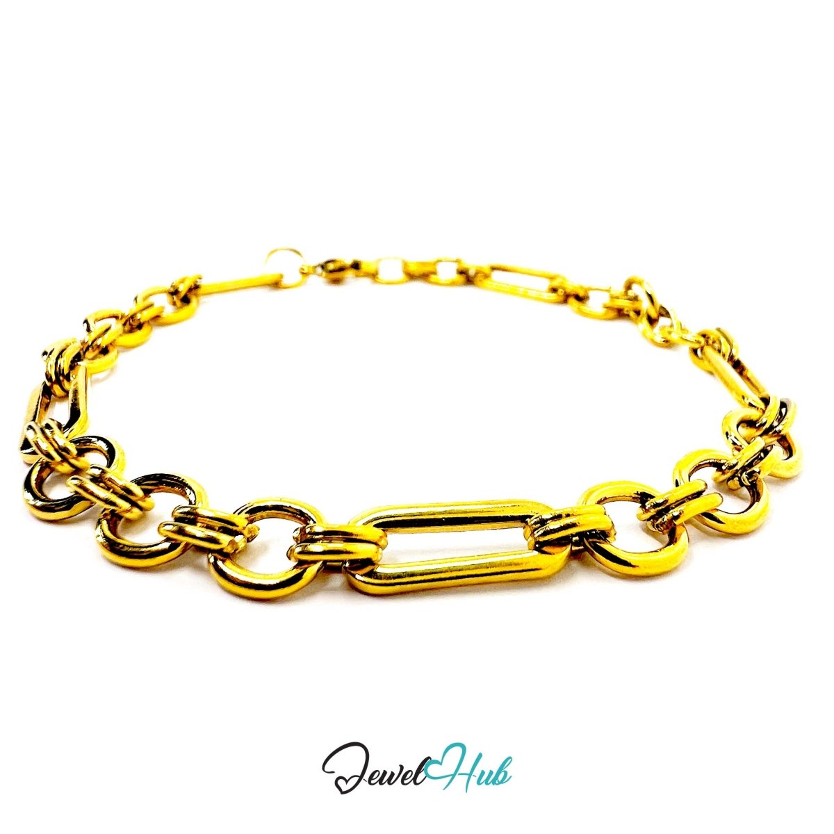Stainless Steel Gold‑Plated Chain Bracelet – Bold Link Statement - JewelHub.co.uk