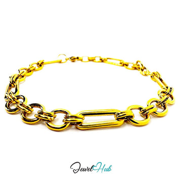 Stainless Steel Gold‑Plated Chain Bracelet – Bold Link Statement - JewelHub.co.uk