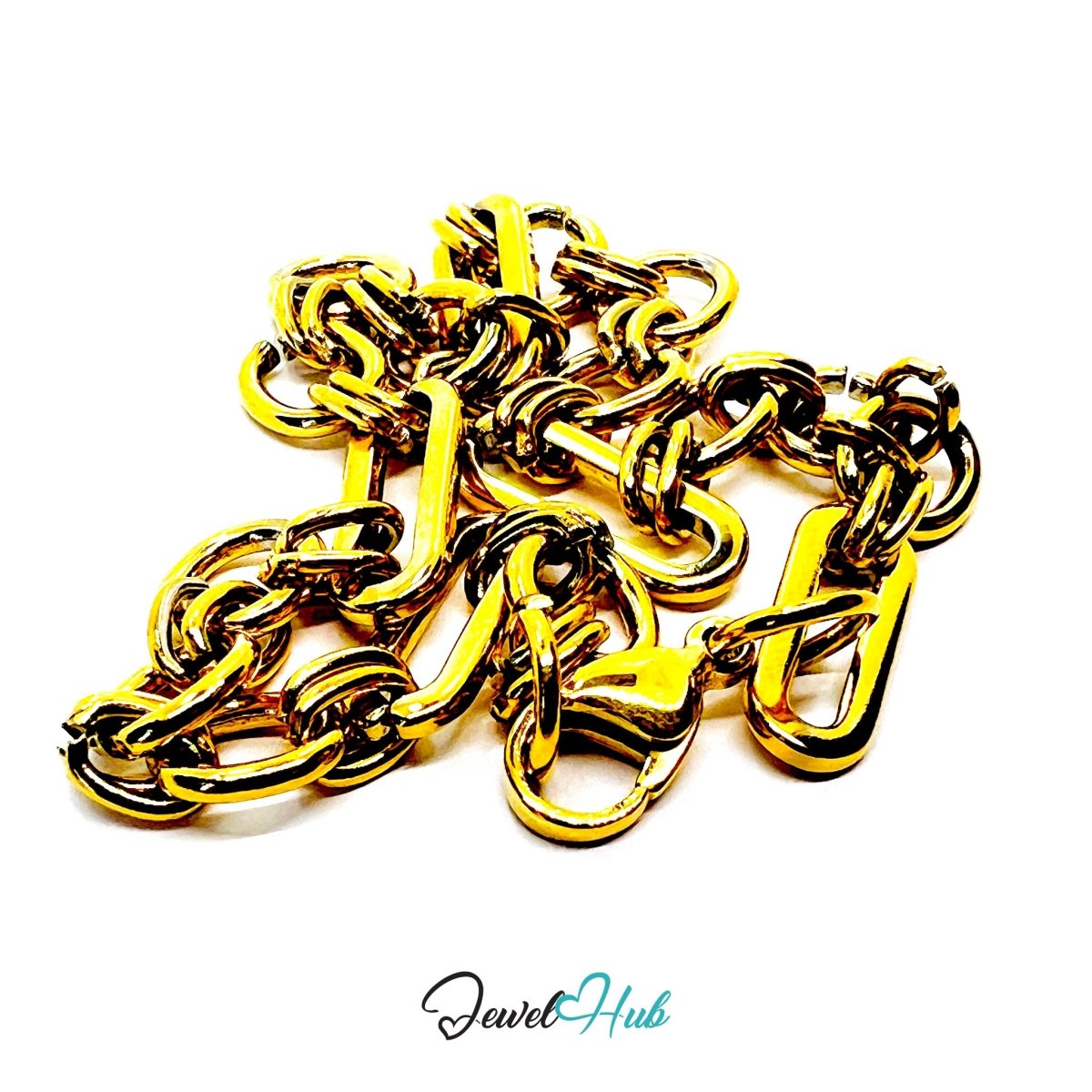 Stainless Steel Gold‑Plated Chain Bracelet – Bold Link Statement - JewelHub.co.uk