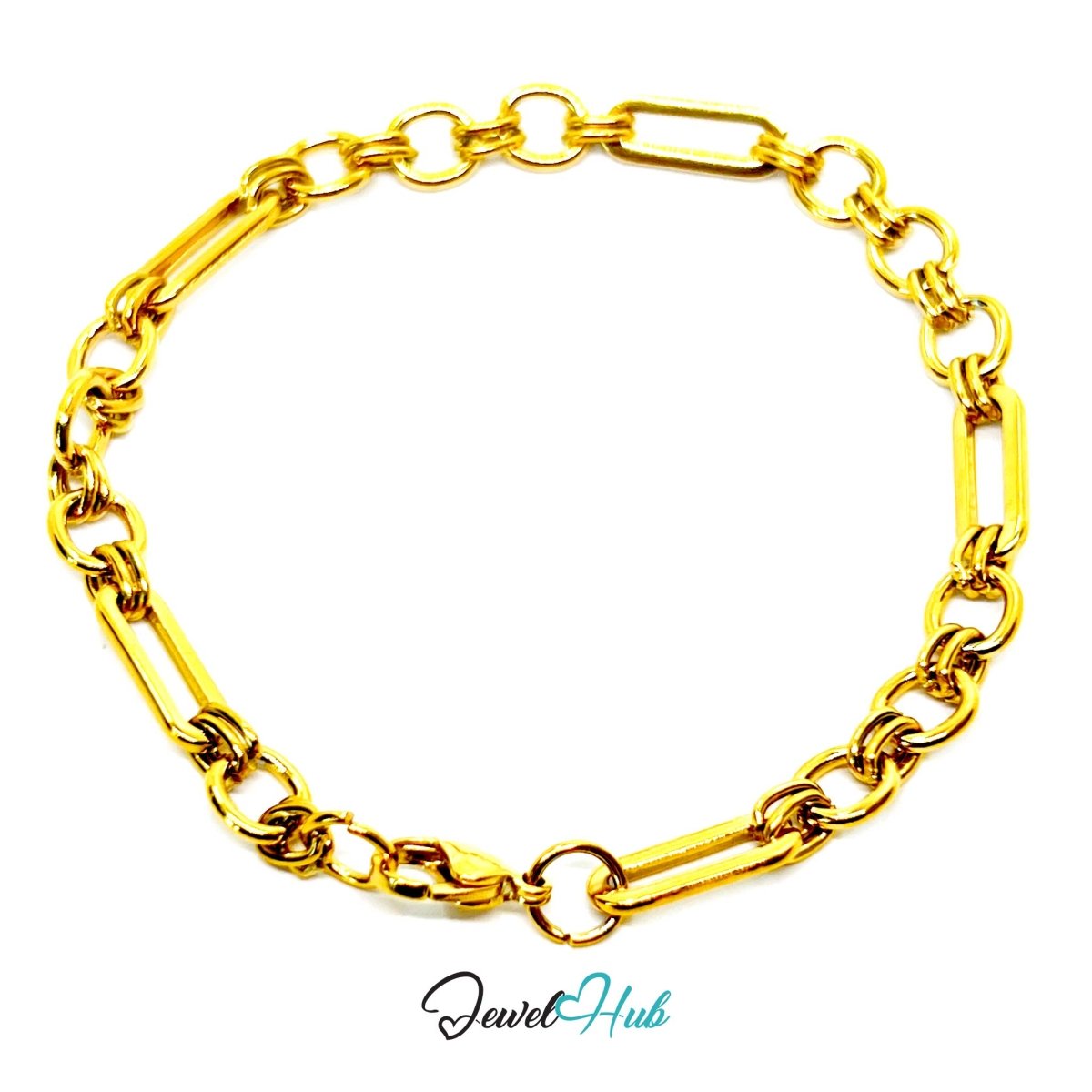 Stainless Steel Gold‑Plated Chain Bracelet – Bold Link Statement - JewelHub.co.uk