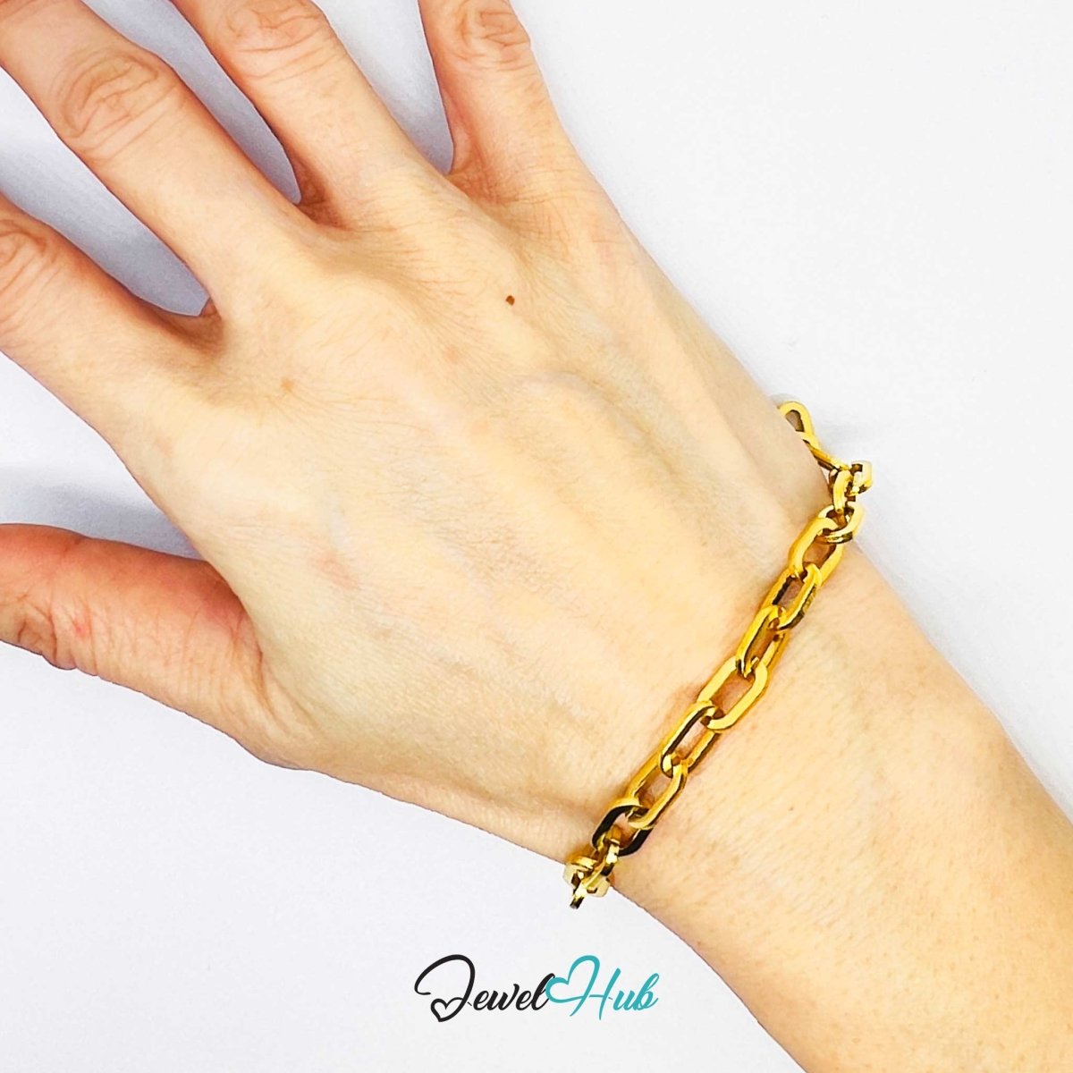 Stainless Steel Gold‑Plated MiniCharm™ Bold Paperclip Bracelet - JewelHub.co.uk