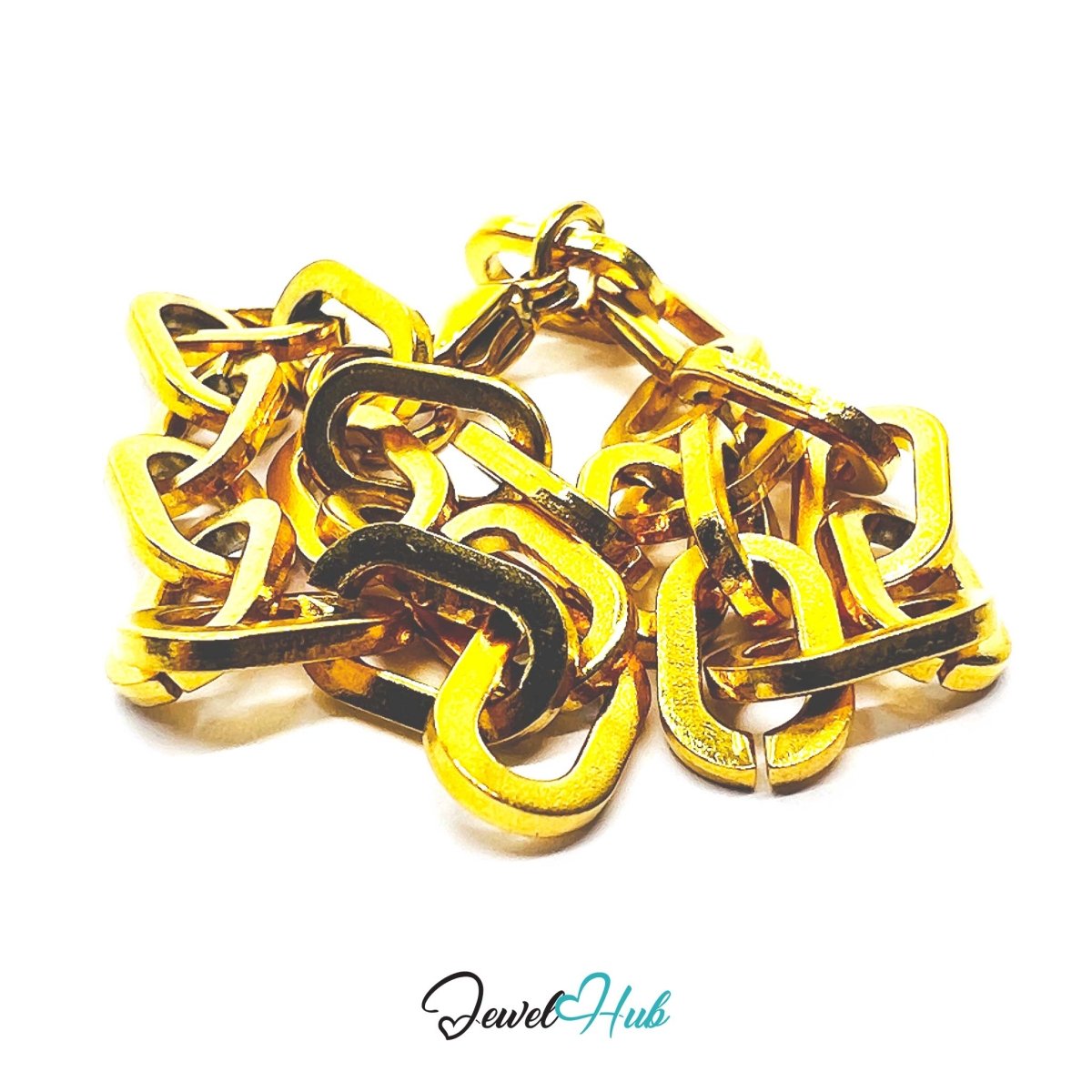 Stainless Steel Gold‑Plated MiniCharm™ Bold Paperclip Bracelet - JewelHub.co.uk