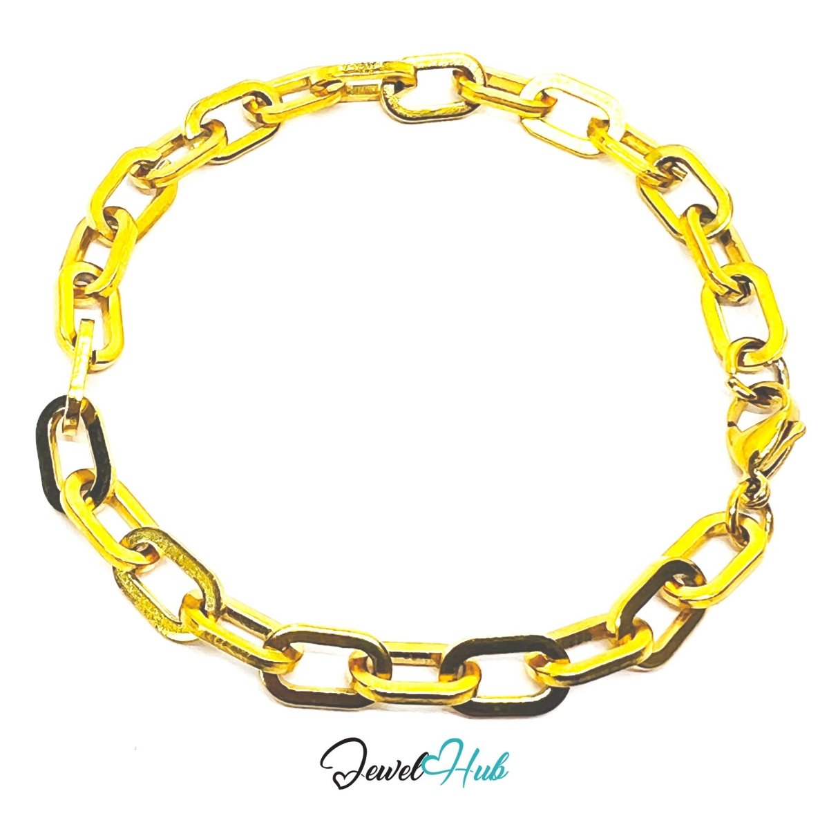 Stainless Steel Gold‑Plated MiniCharm™ Bold Paperclip Bracelet - JewelHub.co.uk
