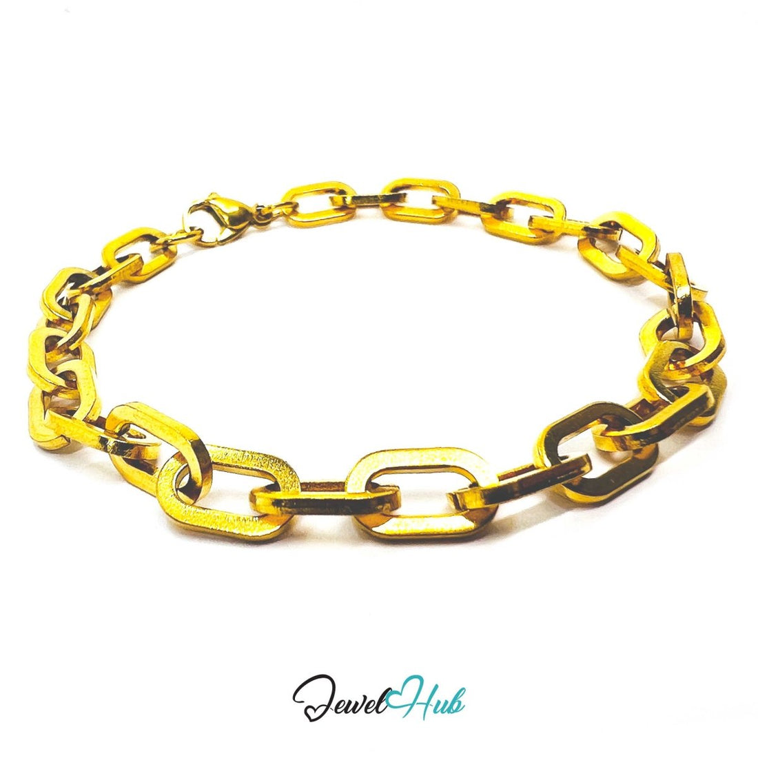 Stainless Steel Gold‑Plated MiniCharm™ Bold Paperclip Bracelet - JewelHub.co.uk